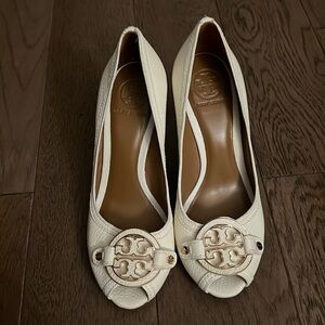 White Tory Burch Wedge Heels Size 8